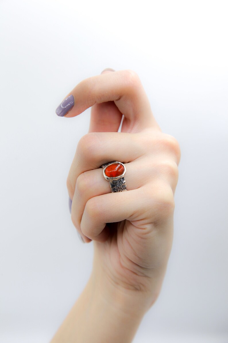 US0133 ring valentines gift Fire Opal Silver Ring Fire Opal ring Natural Fire Opal stone handmade silver ring 925 sterling silver