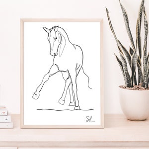 Printable Minimalist Halfpass Horse Wall Art Drawing, Equestrian Horse Lover Gift, Minimal One Line Sketch, Abstract Equine Decor, Clip Art