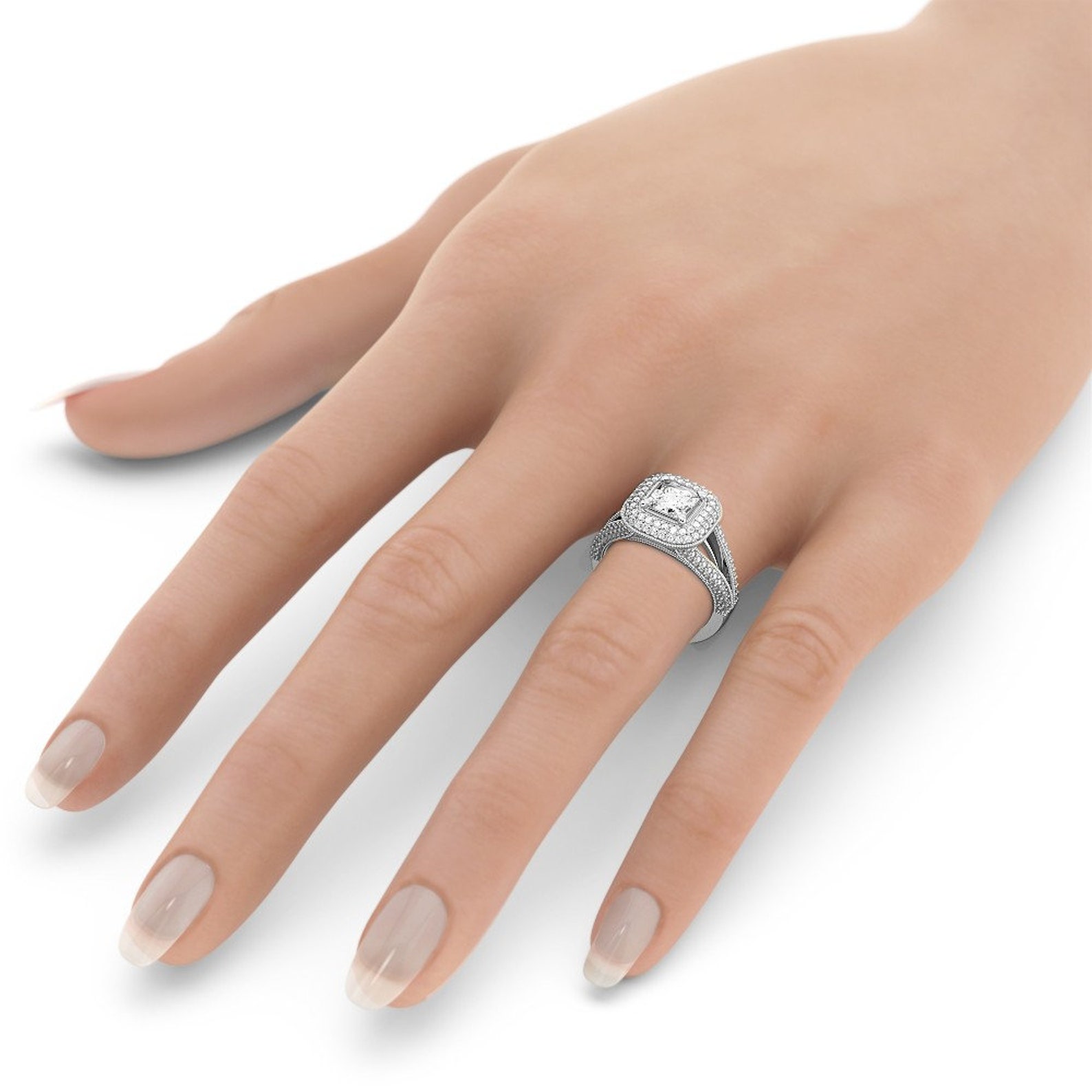 White Zircon Ring Natural Zircon Engagement Ring Simulated Etsy