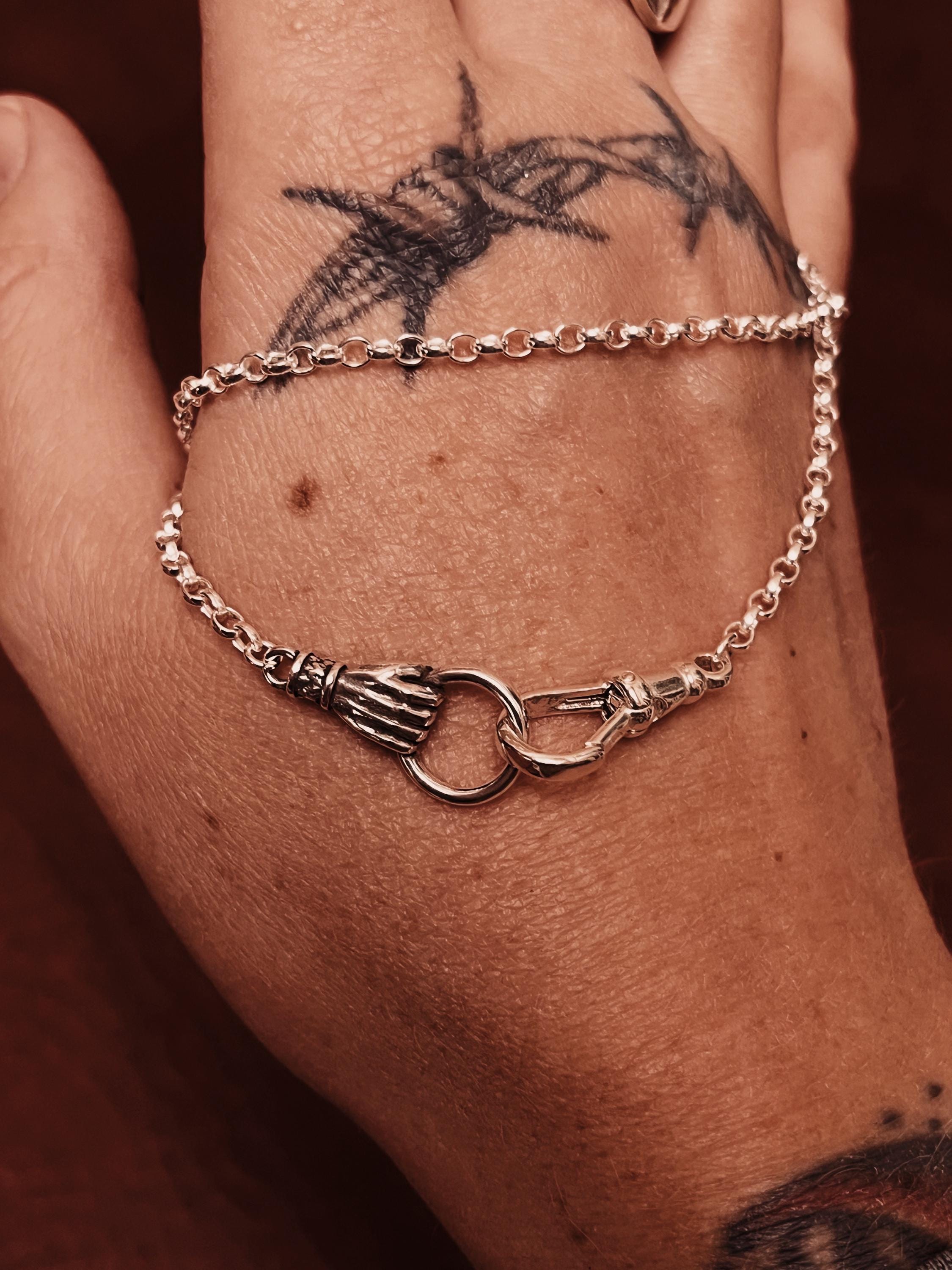 Sterling Silver Hand Charm Holder Chain With Albert Spring Clasp