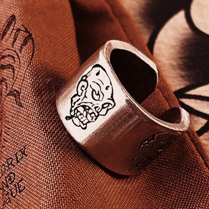 Zombie Hand Stamped Adjustable Silver Colour Ring. Halloween gifts. Goth Ring. Witch Ring.