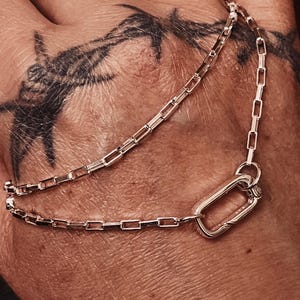 Sterling Silver Carabiner Paperclip Chain Necklace. Charm Holder Chain. Unique Custom Chain Gift for Best Friend.