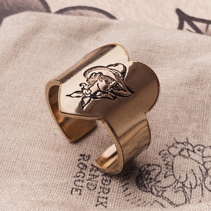 Cowgirl Heart Signet Adjustable Ring, Brass/Copper Hand Stamped Ring. image 2