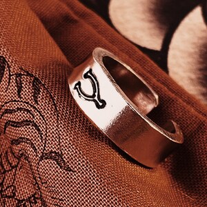 Personalised Wishbone Hand Stamped Adjustable Ring. Cool Ring Push Present Gift for New Mum.