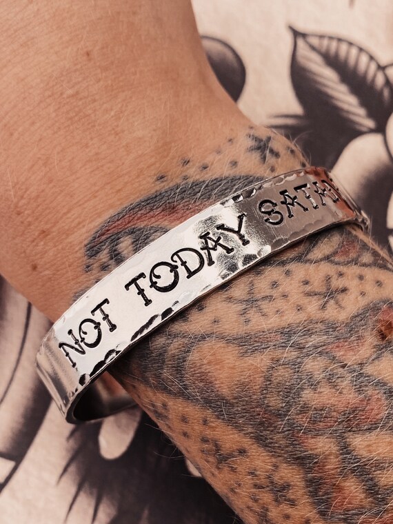 Personalised Traditional Tattoo Hand Stamp Cuff Bracelet Custom