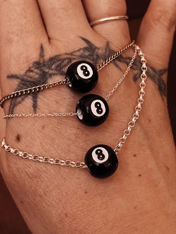 Sterling Silver Lucky 8 Ball Pool Ball Pendant. Handmade