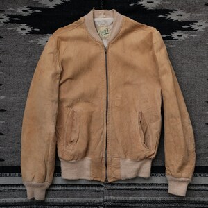Vintage 50s 60s Sportclad Suede Leather ORIGINAL Zip Down Bomber 