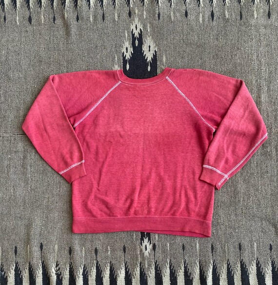90s Vintage Faded Red Raglan Sweatshirt - Boxy Sm… - image 1