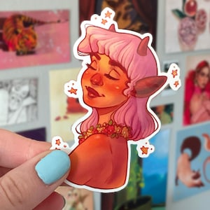 Whimsical Fawna Vinyl Sticker/ cute sticker/ spring time
