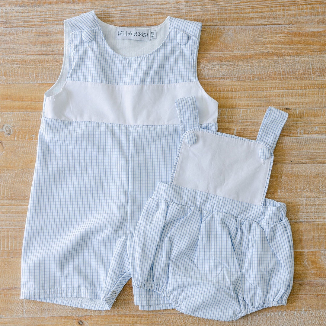 Baby Boy Gingham Romper Baby Boy Gingham Jon Jon Toddler Etsy