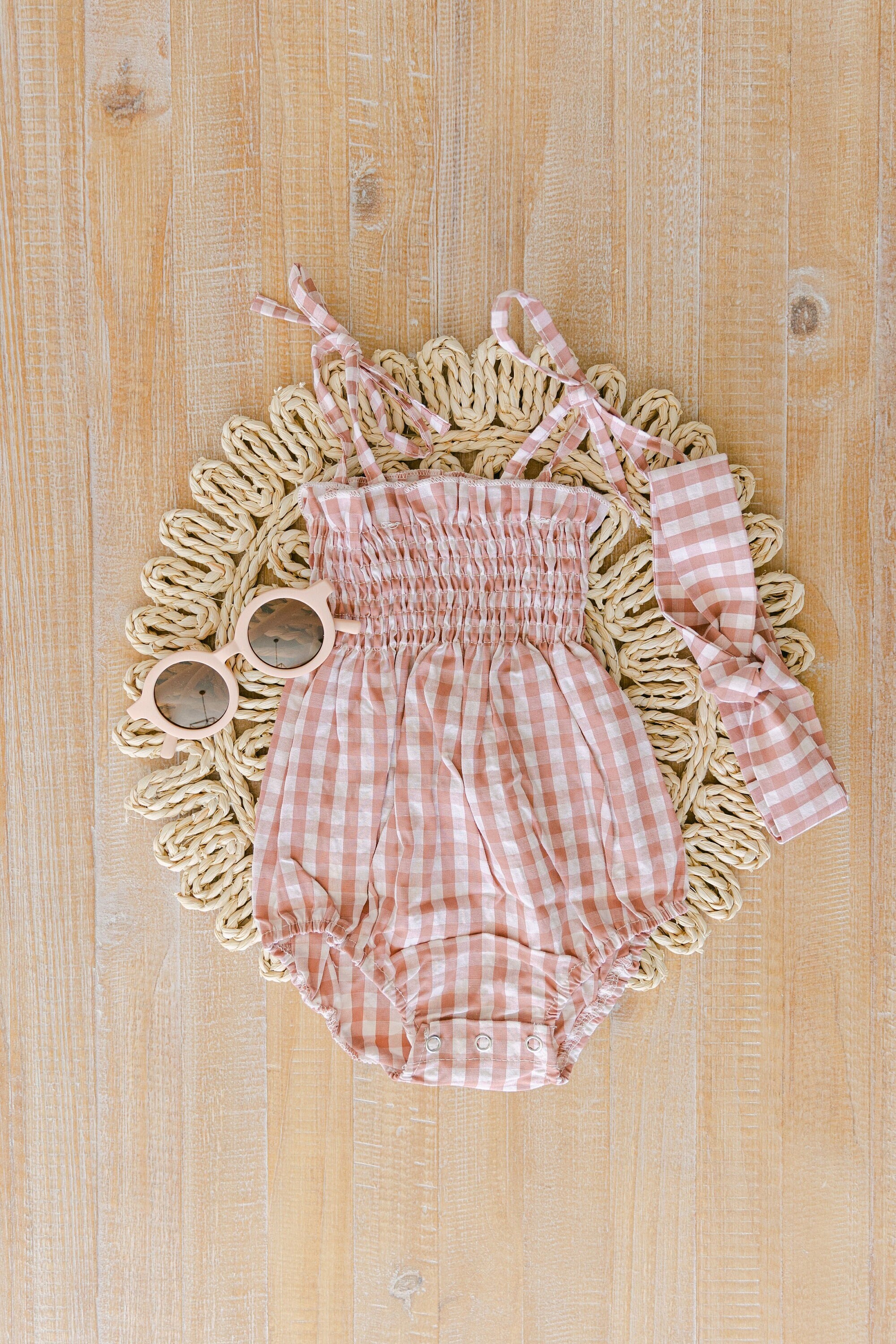 Gingham Bubble Romper With Bow Summer Baby Girl Romper - Etsy