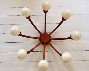 Domusシャンデリアチーク材ランプ60年代ミッドセンチュリー5電球