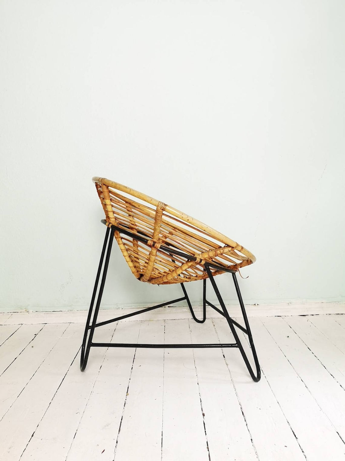 Vintage Basket Chair Armchair Wooden Etsy