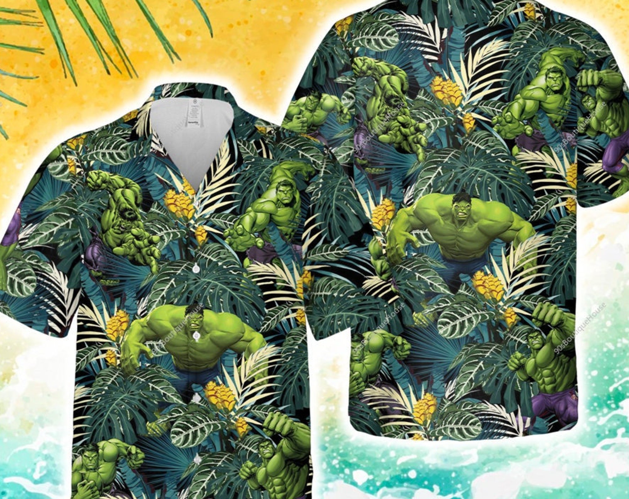 Hulk Hawaiian Shirt, The Incredible Hulk Summer Button Up, Marvel Avengers Summer Trip Family Hawaiian Shirt