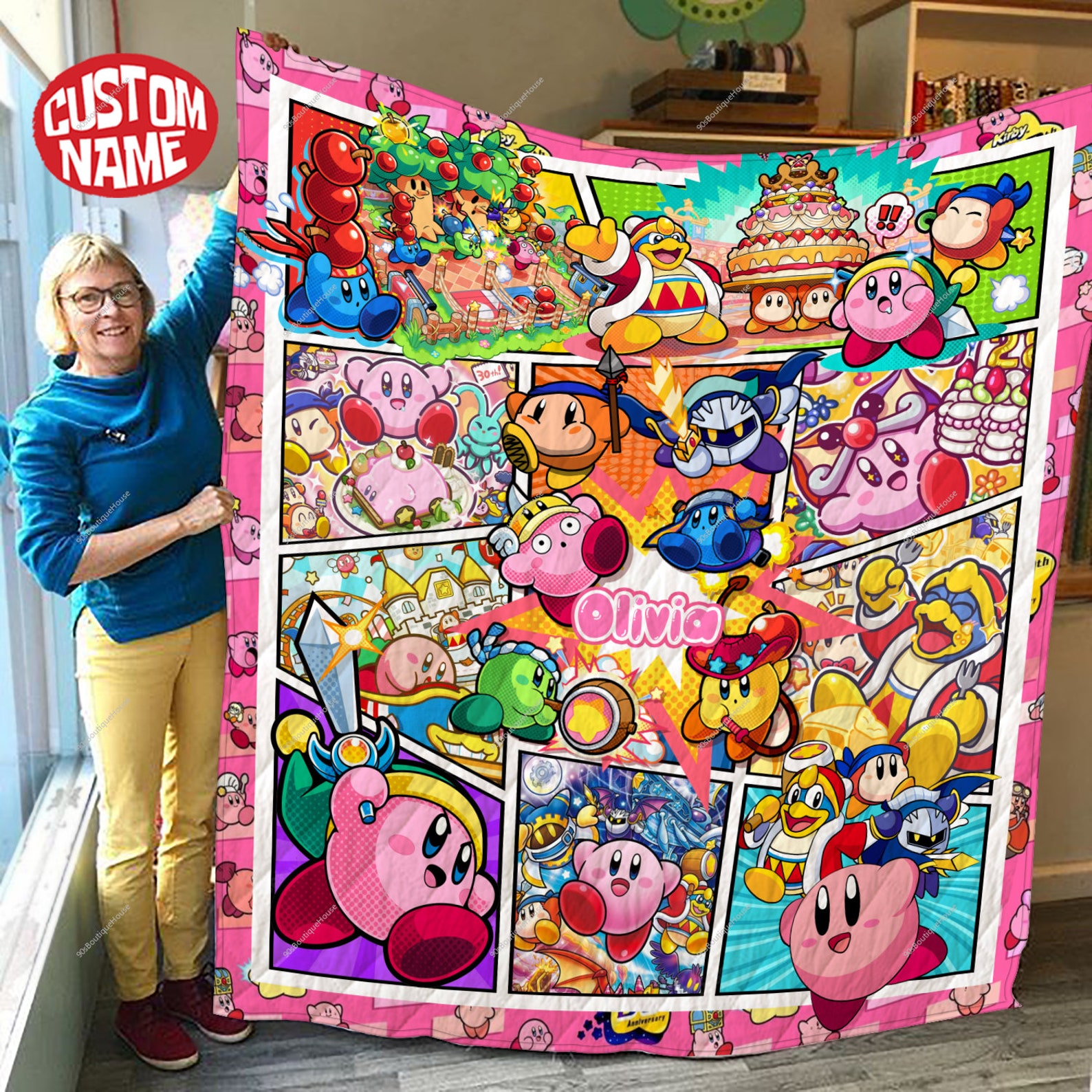 Personalized Kirby Gaming Inspired Blanket Kirby Video Game Etsy