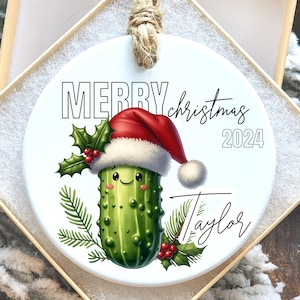Dill Pickle Custom Christmas Ornament of Pickle Christmas Gift for Pickle Lover Present Who Loves to Eat Pickles, Personalized Pickle Gift