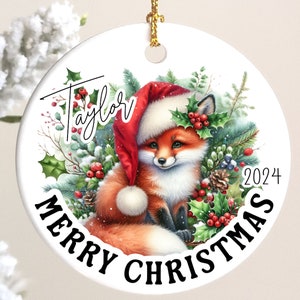 Red Fox Custom Christmas Ornament of Fox Personalized Gift, Ceramic Tree Ornament, Wildlife Art, Nature Lover Gift, Loves Animal, Fox Gift
