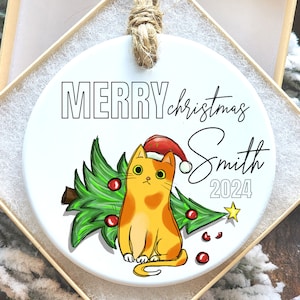 Funny Cat Christmas Ornament Personalized Kitten Xmas Ornament with Cat Gift Idea, Gift for Friend, Family, Cat Lover of Cats, Cat Lady