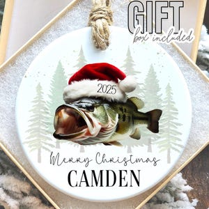 Fish Ornament, Custom Fishing Christmas Ornament, Personalized Fisherman Gift, Large Mouth Bass, Custom Name Ornament, Gift for Him, Outdoor