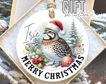 Quail Christmas Ornament, Custom Name Ornament for Gift, Personalized Quail Gift for Friend and Family Gift for Quail Collector, Loves Quail