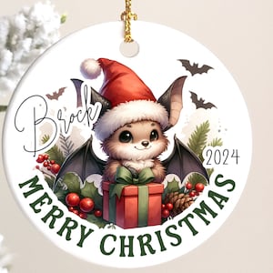 Spooky Bat Christmas Ornament of Bat Personalized Gift, 2024 Custom Bat Ceramic Ornament, Loves Halloween Tree, Christmas Bat Tree Decor