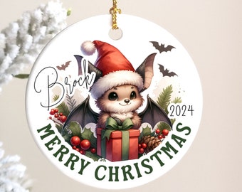 Spooky Bat Christmas Ornament of Bat Personalized Gift, 2024 Custom Bat Ceramic Ornament, Loves Halloween Tree, Christmas Bat Tree Decor