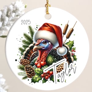 Custom Christmas Ornament, Turkey, Hunter, Personalized, Customization, Gift for Turkey Hunter, Who Loves Turkey, Customizable, Present