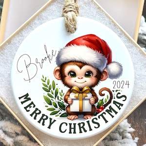 Spider Monkey Custom Christmas Ornament of Monkey Gift for Family, Who loves Monkeys Cartoon, Gift for Her, Personalized Ornament for Monkey