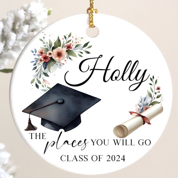 Personalized Graduation Christmas Ornament, Keepsake, Gift for Grad, Class of, High School, College, Custom, Senior, Butterfly, Gift for her