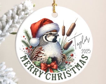 Personalized Quail Christmas Ornament, Hunter, Custom, Customization, Gift for Quail Hunter, Who Loves Quail, Customizable, Gift, Present