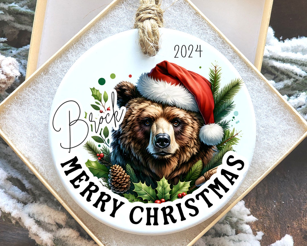 Grizzly Bear Custom Christmas Ornament of Bear Personalized Gift, Brown ...