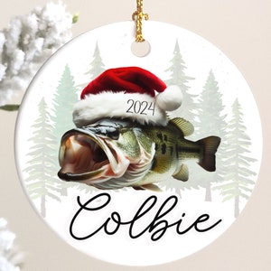 Custom Christmas Fish Ornament, Fishing, Large Mouth Bass, Custom Name on Ornament, Gift for Fisherman, Personalized, Gift for Him, Outdoors