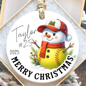 Custom Softball Christmas Ornament for Softball Player Personalized Ornament Gift for Softball Team Coach, Xmas, Gift for Her, Loves Sports