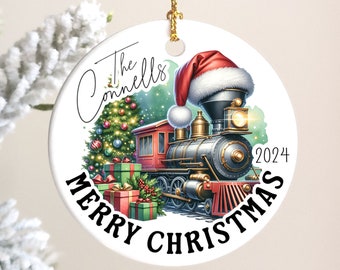 Christmas Train Ornament, Personalized, Custom Locomotive, Gift for Kid, Family, Train Gifts, Christmas Train Decor, Decorations, Classic