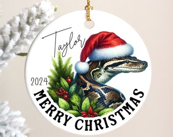 Python Snake Custom Christmas Ornament of Python Personalized Gift, Ceramic Tree Ornament, Wildlife Art, Nature Lover, Gift Who Loves Snakes