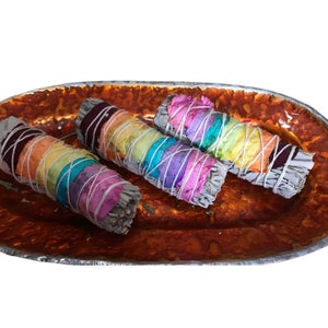 Organic Chakra Sage, or Dragon's Blood Smudge Stick Sage or Gift Set Bundle Smudge Kit includes-White, Blue, and Yerba Santa Sage.