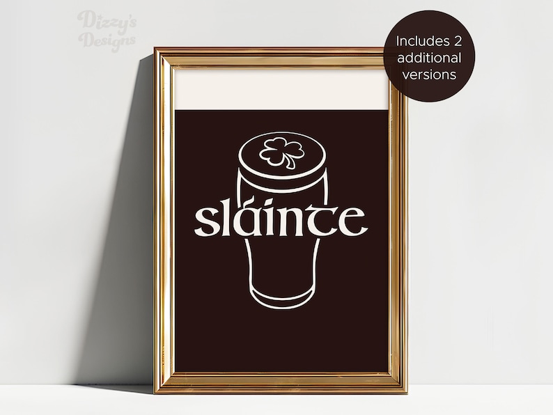 Sláinte Printable Wall Art Bundle, Irish Print, Guinness Art, Cheers Irish Decor, Bar Cart Art, Printable St. Patrick's Day Poster, Bar Sign