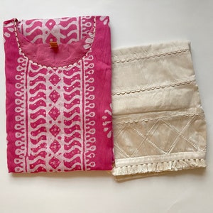 Pink Batik Kurta Pant Set