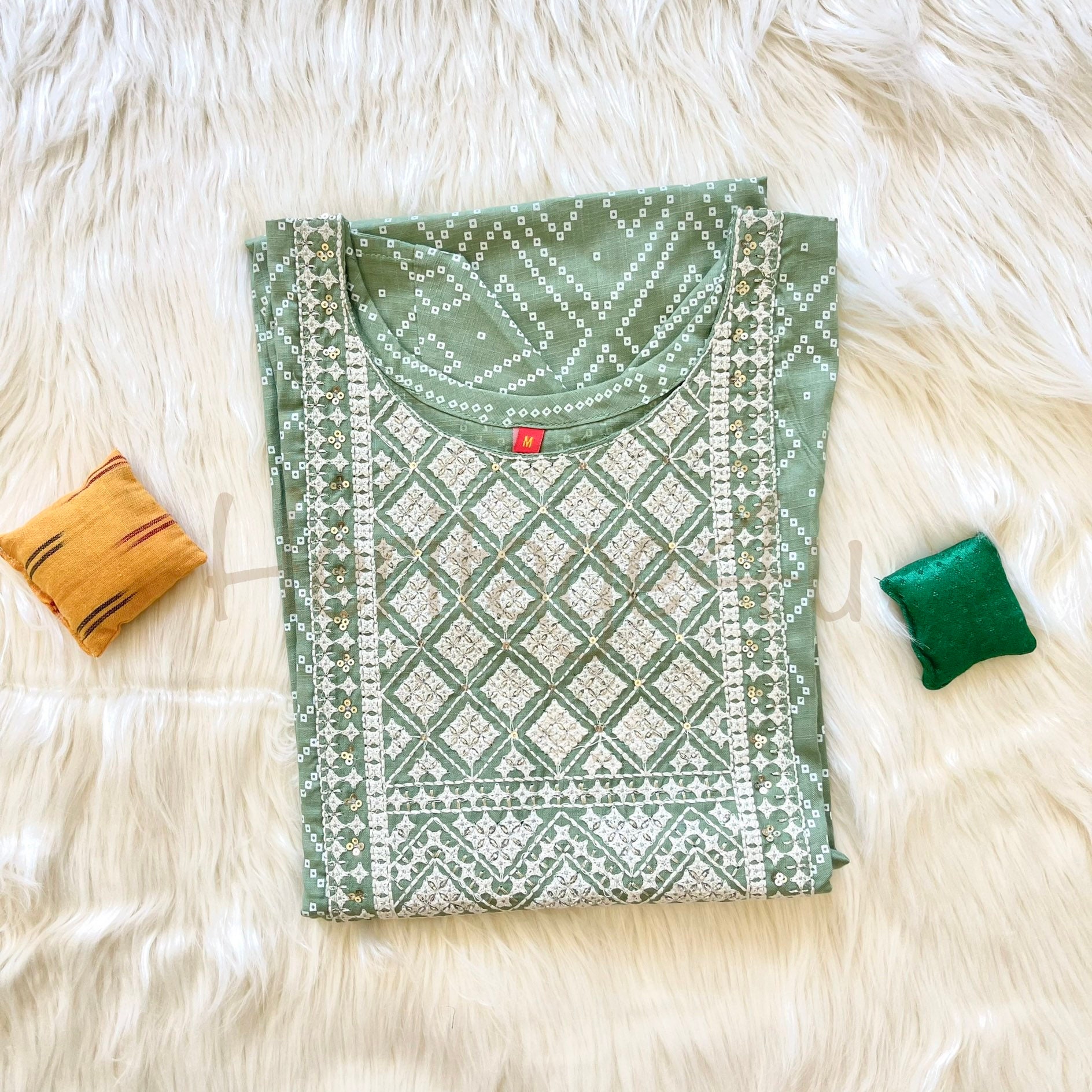 Light Green Bandhej Kurti