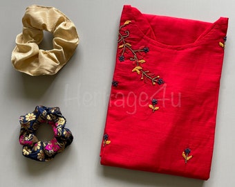 Red silk kurta