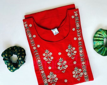 Red Silk Kurti