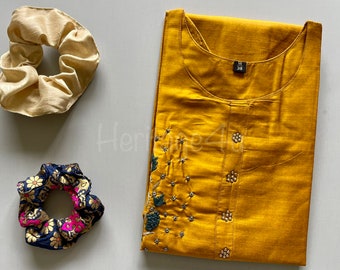 Mustard Yellow Silk Kurti
