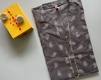 Grey Paisley Tunic/short Kurti