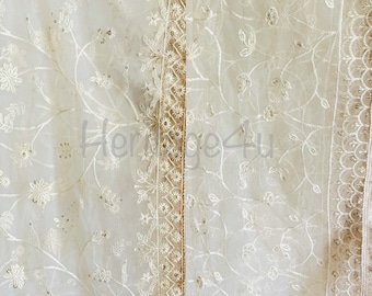 White Phulkari Dupatta