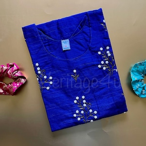 Royal Blue silk Kurti