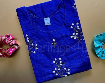 Royal Blue silk Kurti
