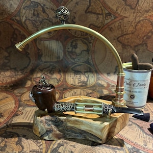 steampunk tobacco pipe Seadog Pirate / Handmade Wood Pipe for Smoking Churchwarden Wooden Blacksmiths Smoking Pipe C -