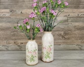 Vintage style vase bottles with floral design, small or medium