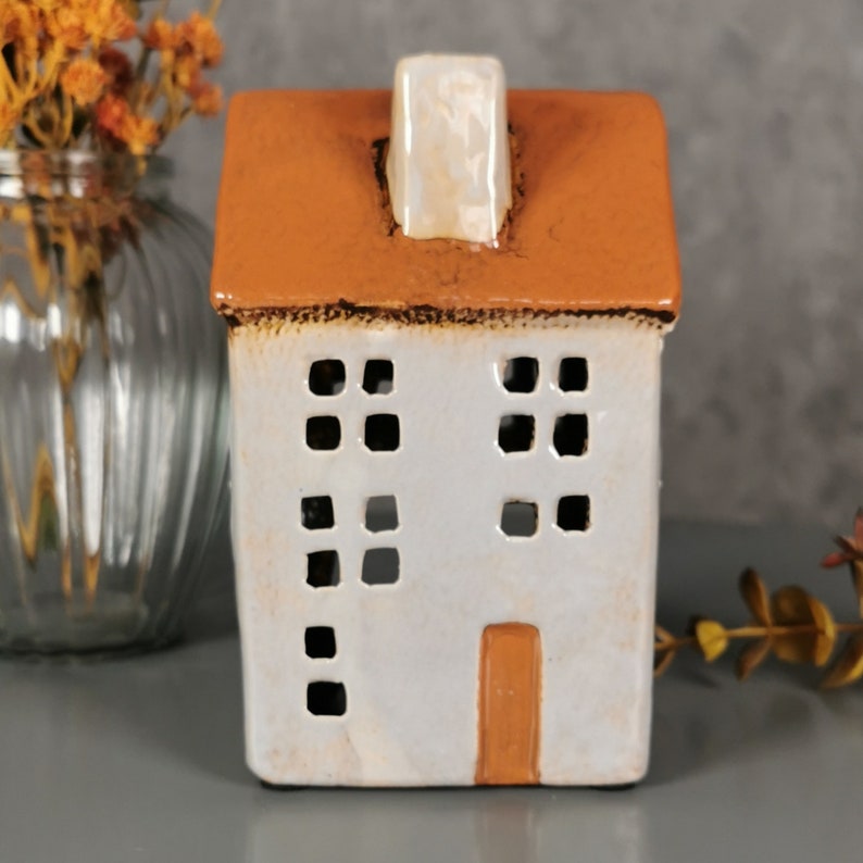 Ceramic House Tea Light Holder Grey Terracotta Etsy UK