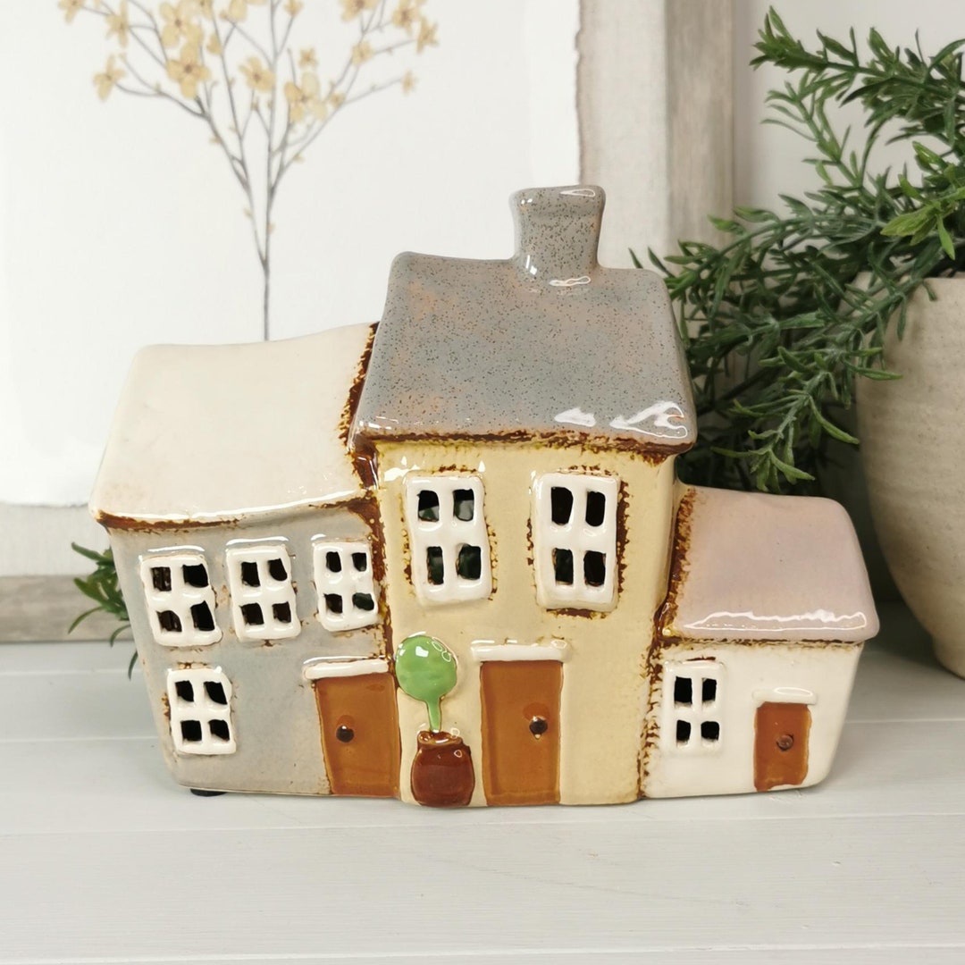 Ceramic House Tealight Holder, Grey Neutral 3 House Etsy UK